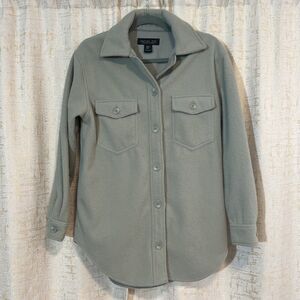 RACHEL ZOE Mint Green Fuzzy Teddy Button Shacket Shirt Jacket Oversized Women XS